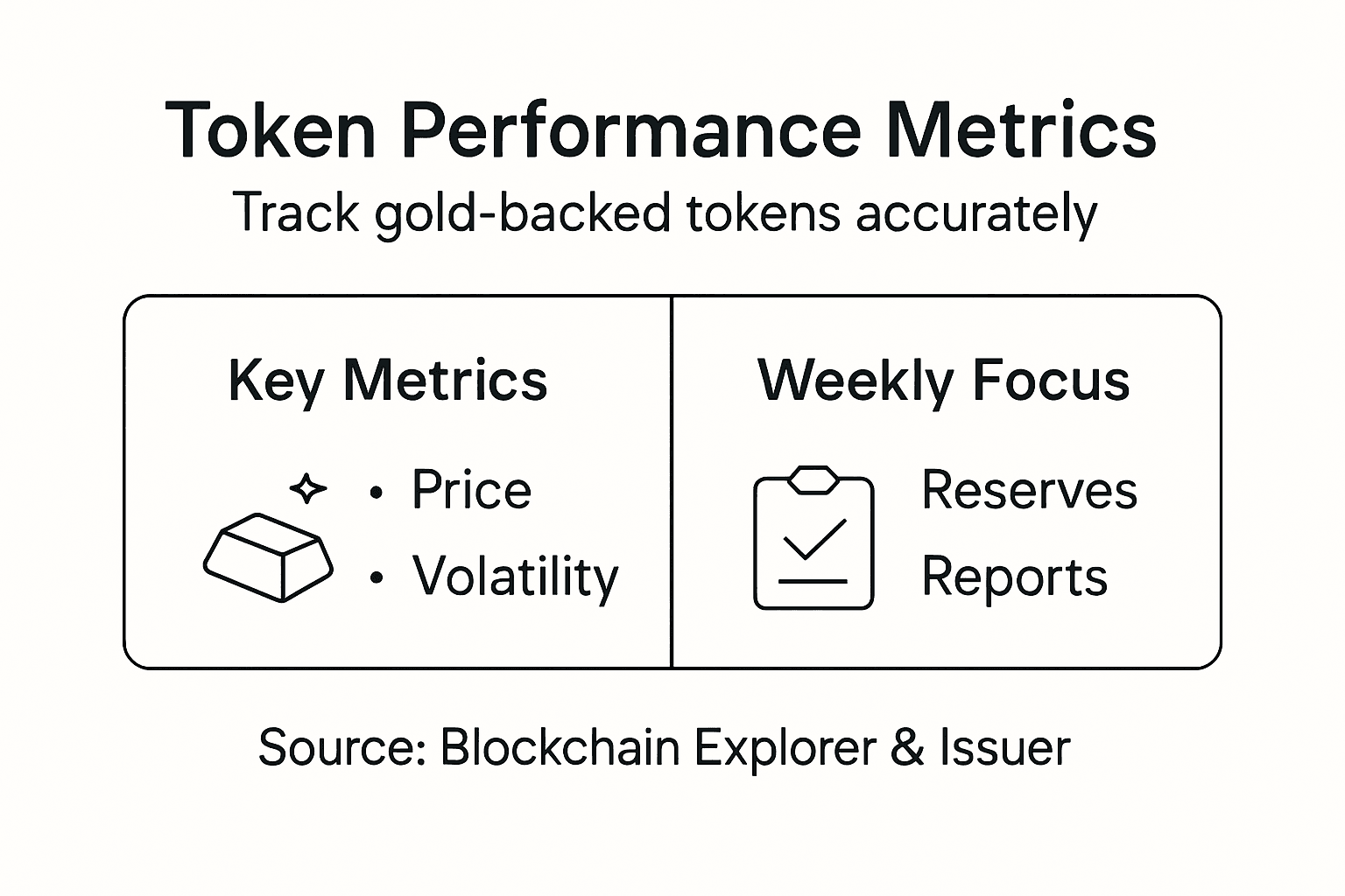 Infographic showing key performance metrics for gold-backed tokens