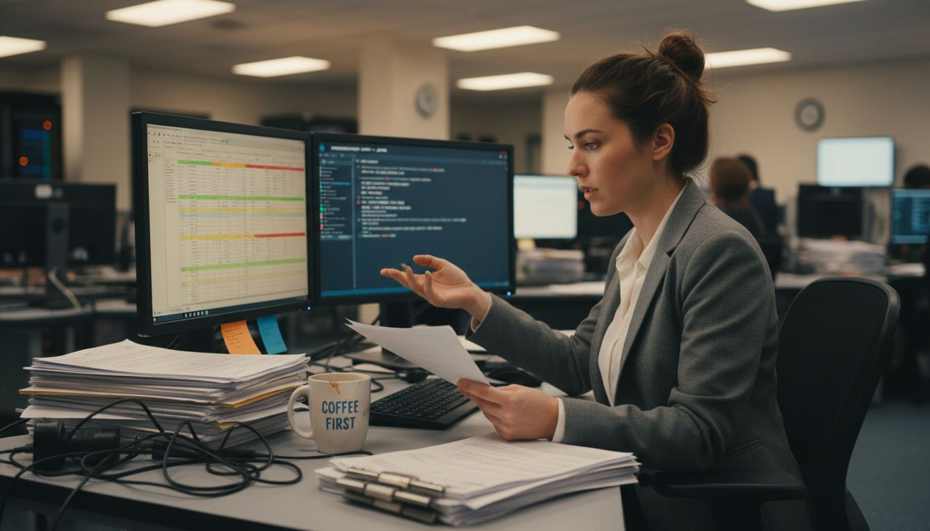 Compliance officer cross-checks exchange transaction records