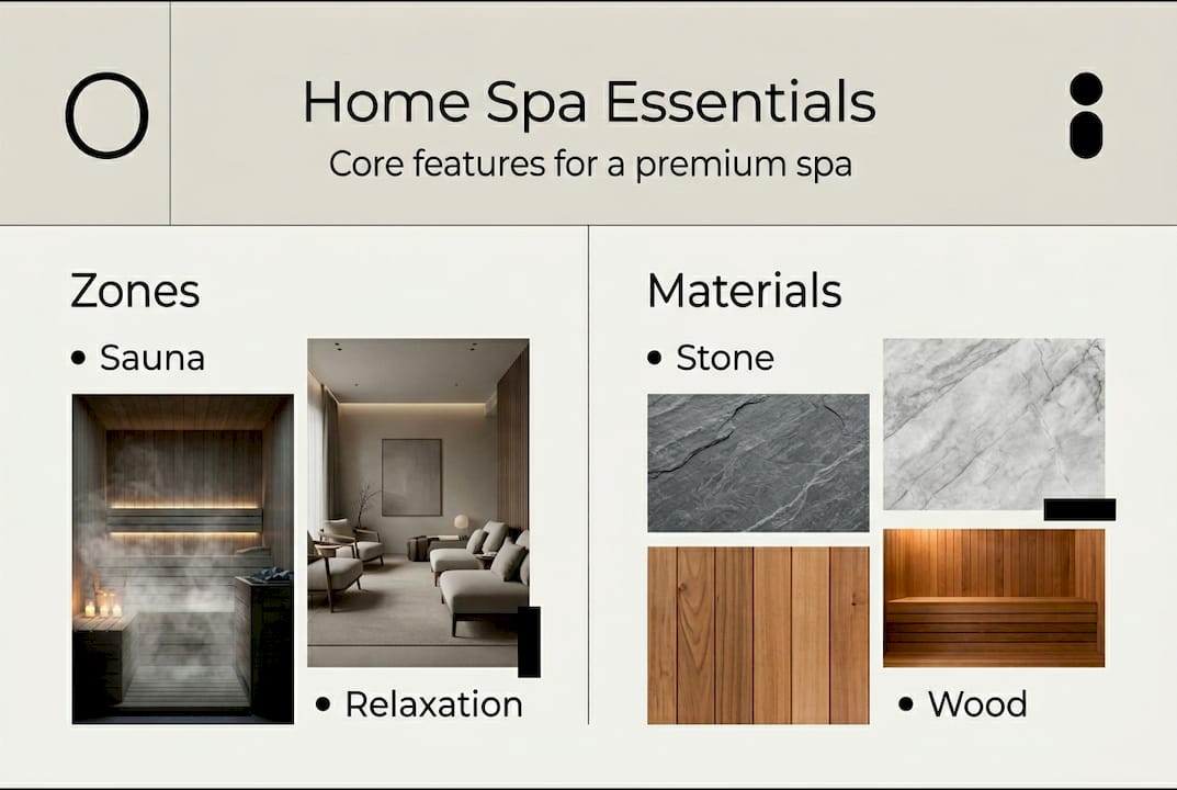 Infographic showing key home spa elements