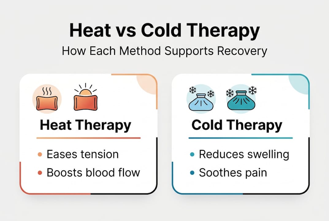 Infographic showing heat vs cold therapy basics