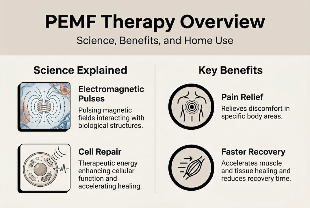 Infographic of PEMF therapy science and benefits