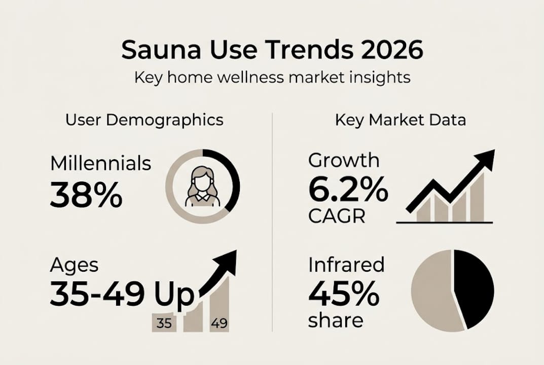 Infographic on sauna use demographics and growth