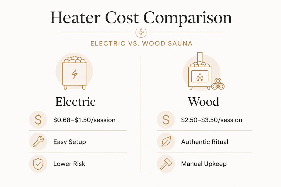 Infographic comparing electric and wood sauna costs