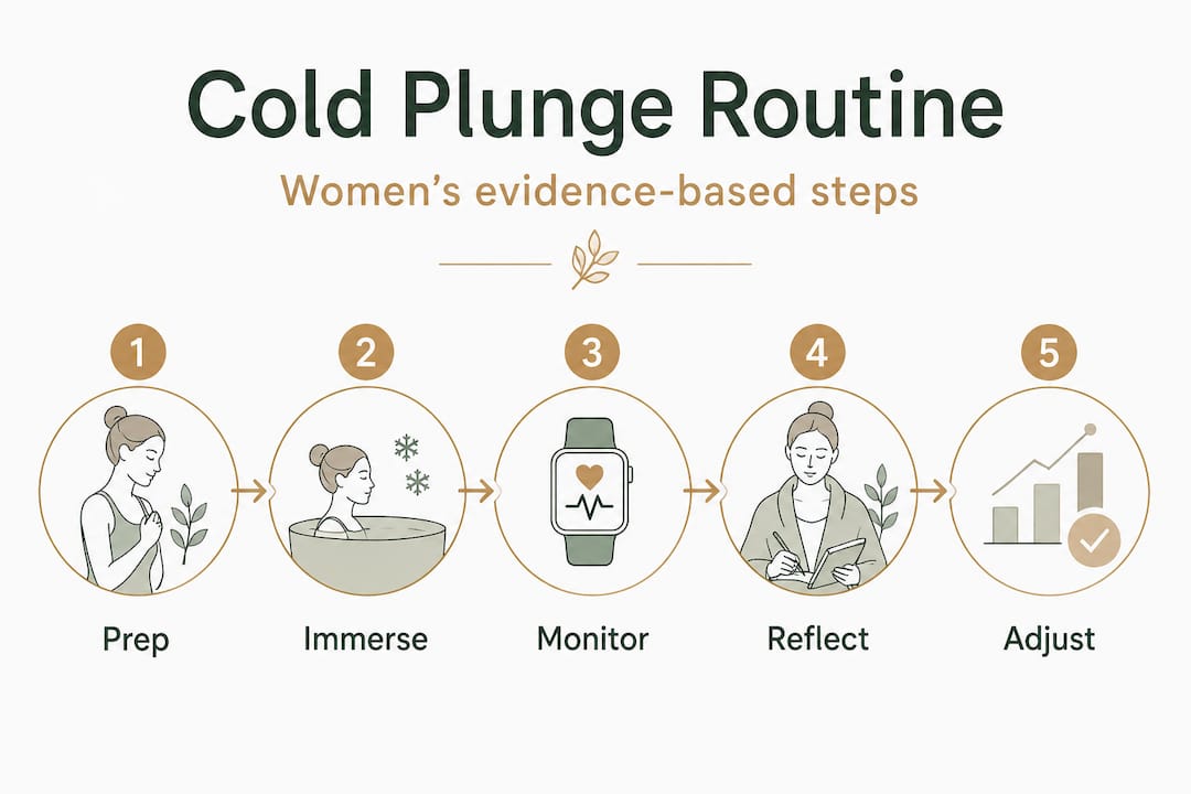 Infographic: cold plunge routine steps for women
