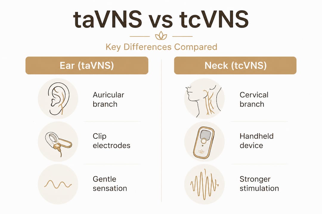 Infographic comparing ear and neck nVNS