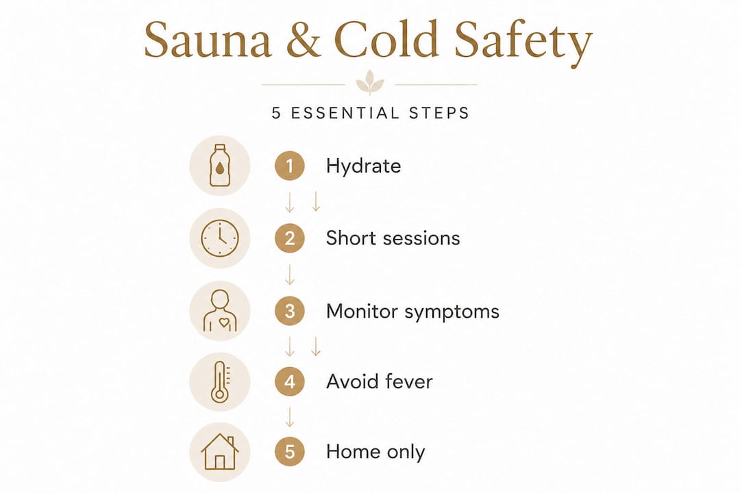 Infographic: safe sauna steps during a cold