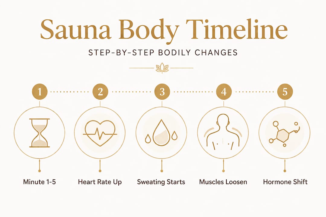 Vertical timeline of sauna body changes