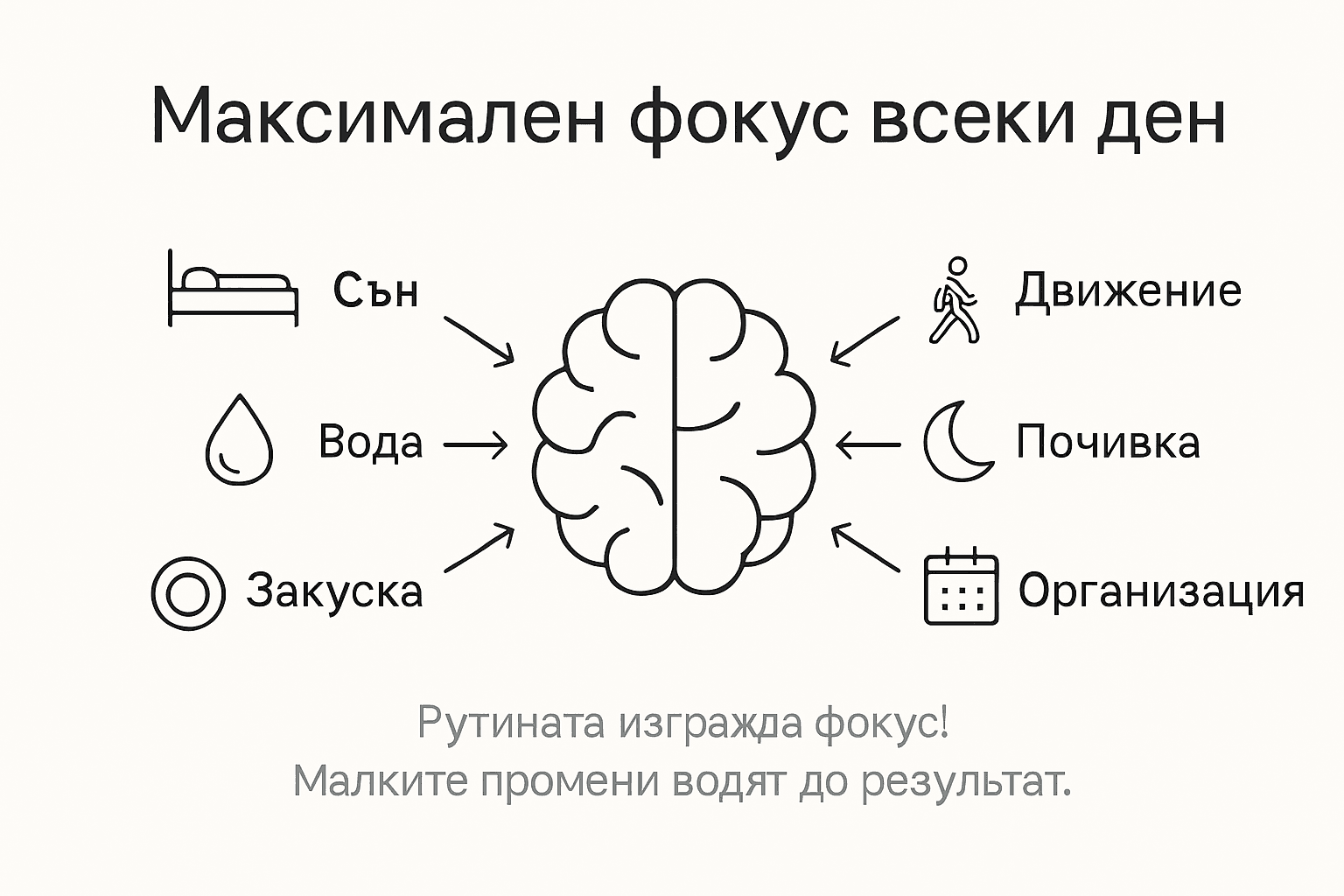 Инфографика с полезни дневни навици за по-добра концентрация и работа на ума