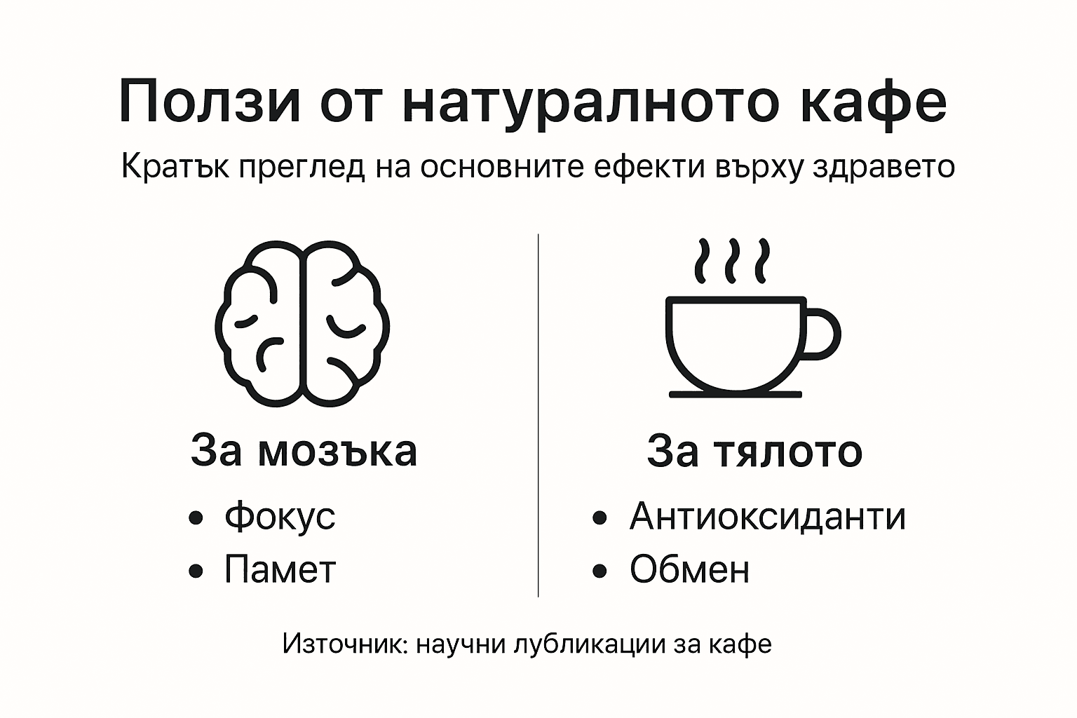 Инфографика: Основни предимства на истинското кафе