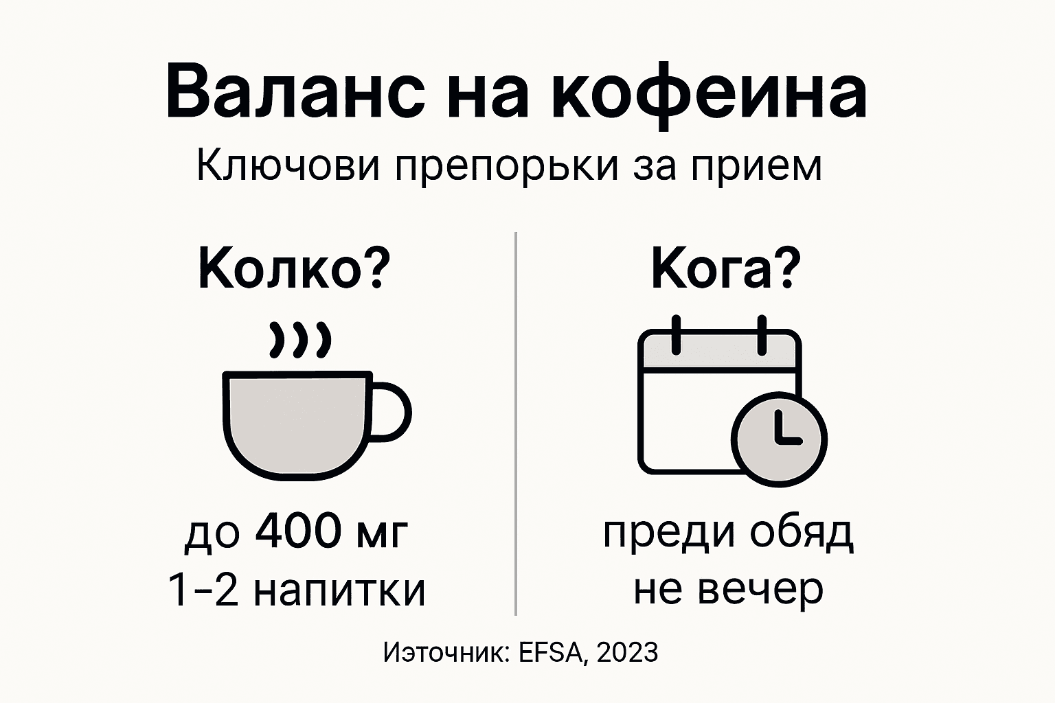 Инфографика с полезни съвети за безопасен прием на кофеин