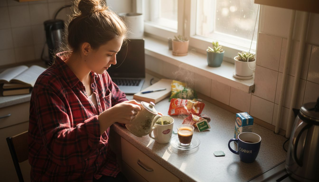 In Studentenwohnheimen gibt es immer eine Vielzahl an Koffeinquellen – vom morgendlichen Kaffee aus dem Automaten über Energy-Drinks bis hin zu Tee und Cola für den Nachmittag. Jeder hat sein eigenes Lieblingsgetränk, um die Müdigkeit vor einer Prüfung oder einer Lernnacht zu bekämpfen.