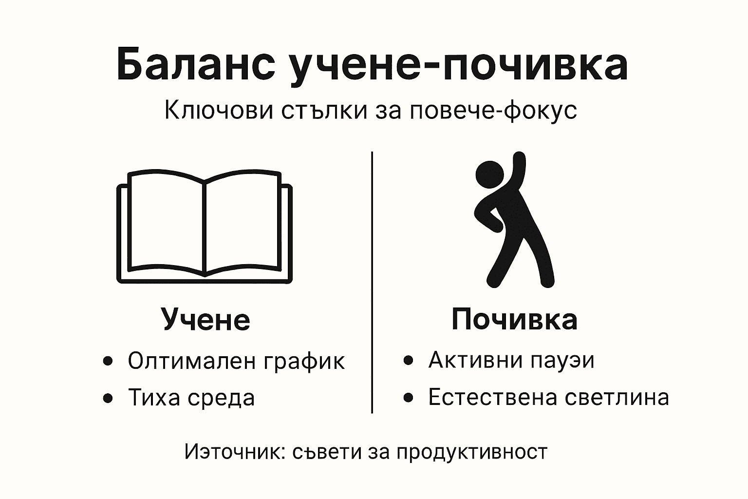 Infografik mit nützlichen Tipps, wie man ein Gleichgewicht zwischen Studium und Freizeit findet