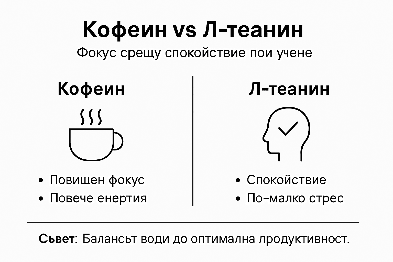 Графика, която показва как да постигнем баланс, концентрация и вътрешно спокойствие