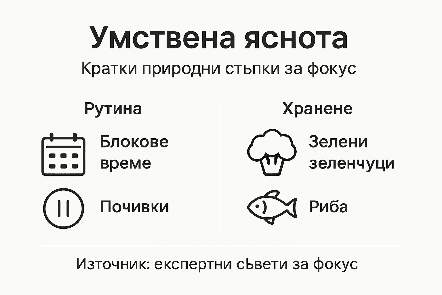 Инфографика с лесни стъпки за повече яснота и спокойствие в ума