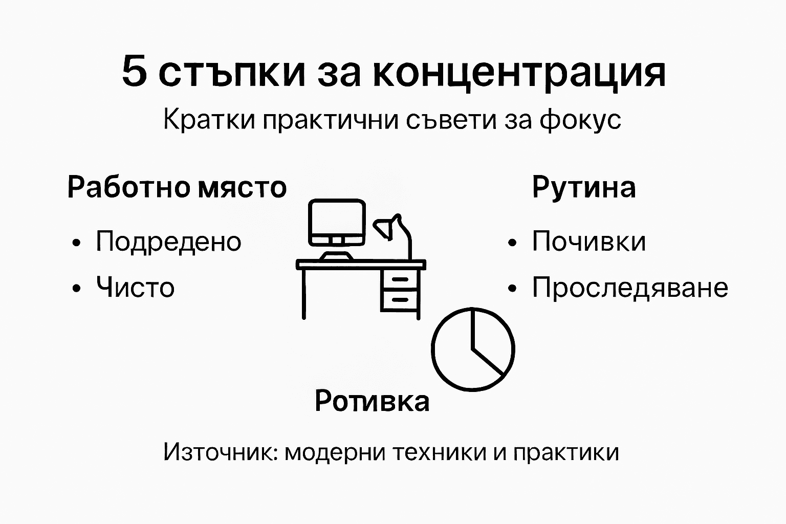 Инфографика: Как да подобрим концентрацията си – стъпка по стъпка