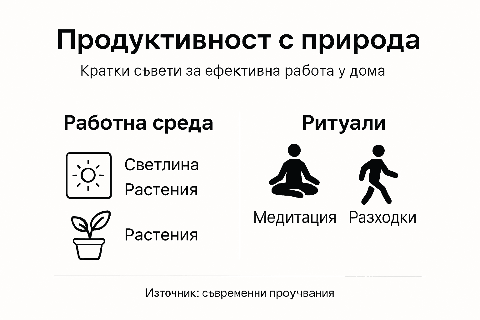 Инфографика: Естествени начини за повишаване на продуктивността