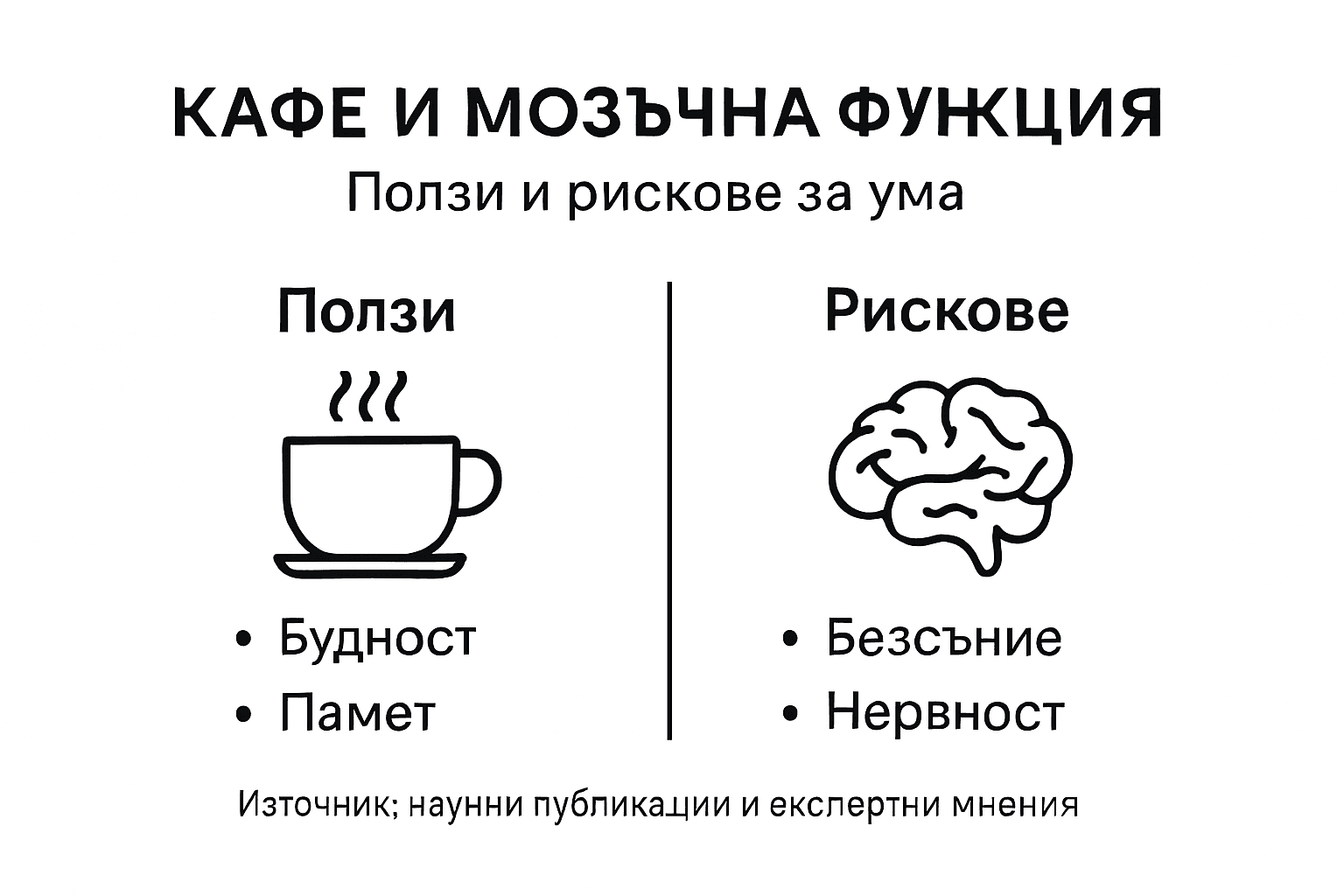 Инфографика: плюсове и минуси на кафето