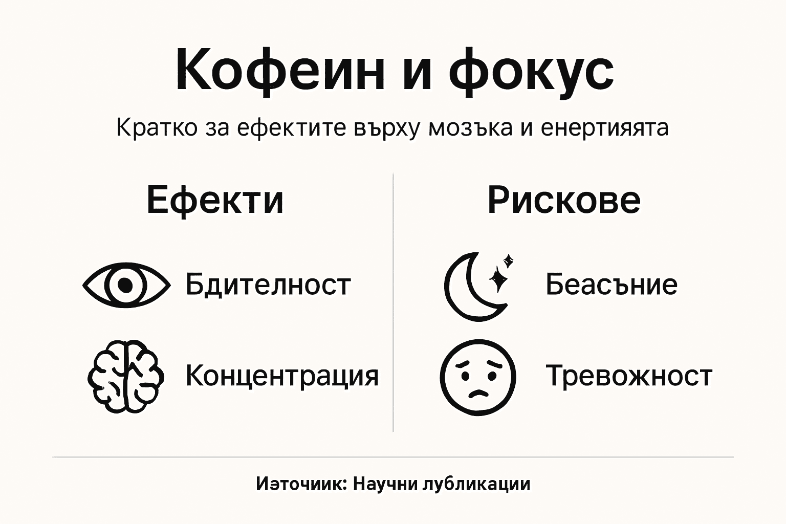 Инфографика: Какви са основните ползи и рискове от приема на кофеин