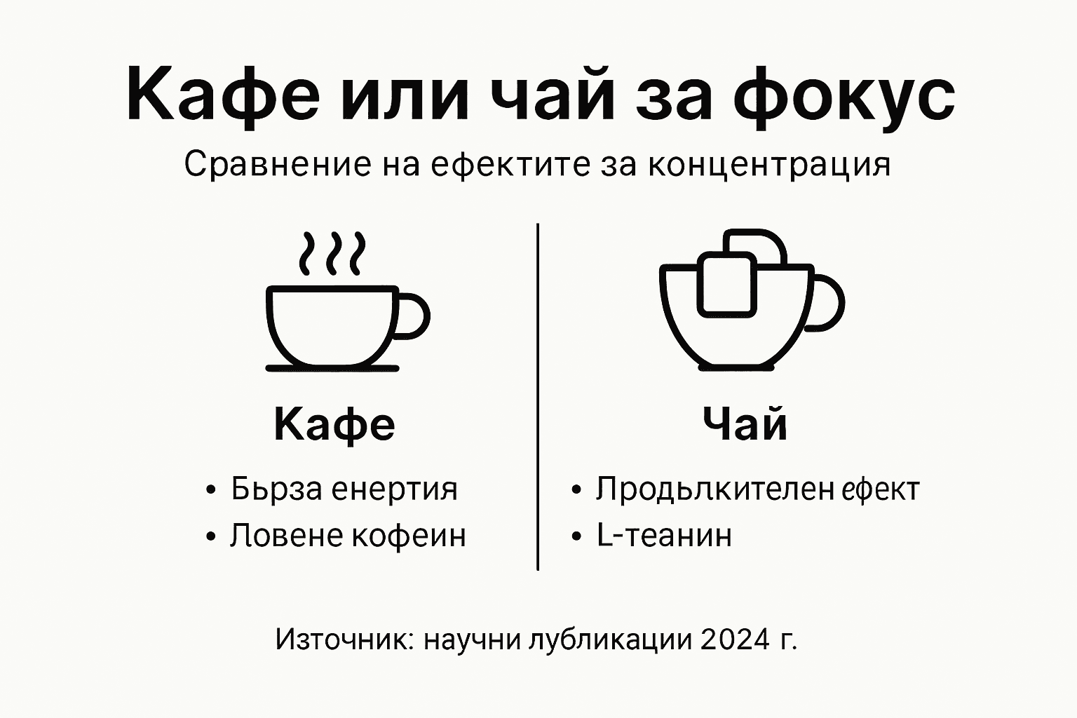 Инфографика: Какви са разликите в действието на кафето и чая върху организма