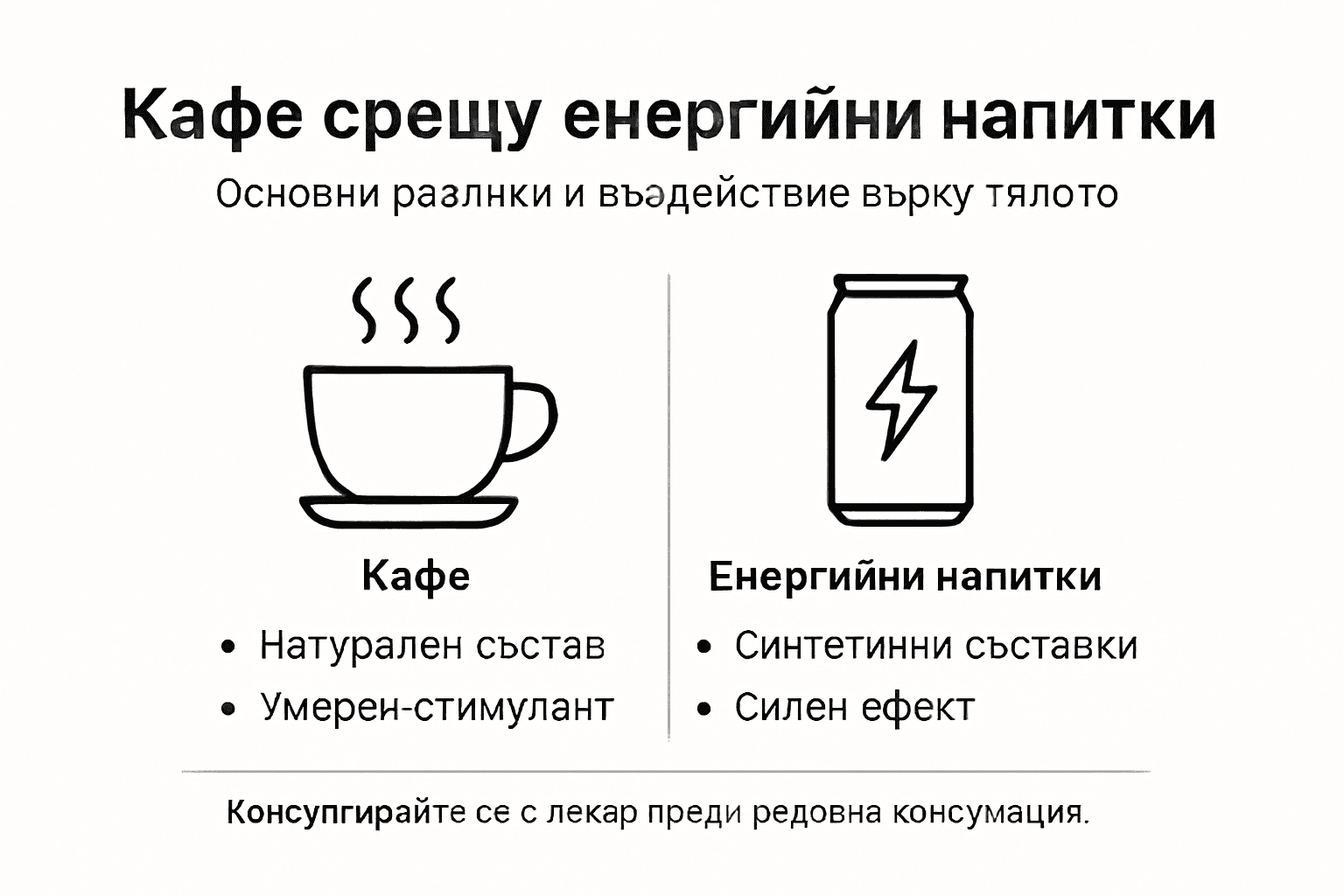 Инфографика: Какво отличава кафето от енергийните напитки?