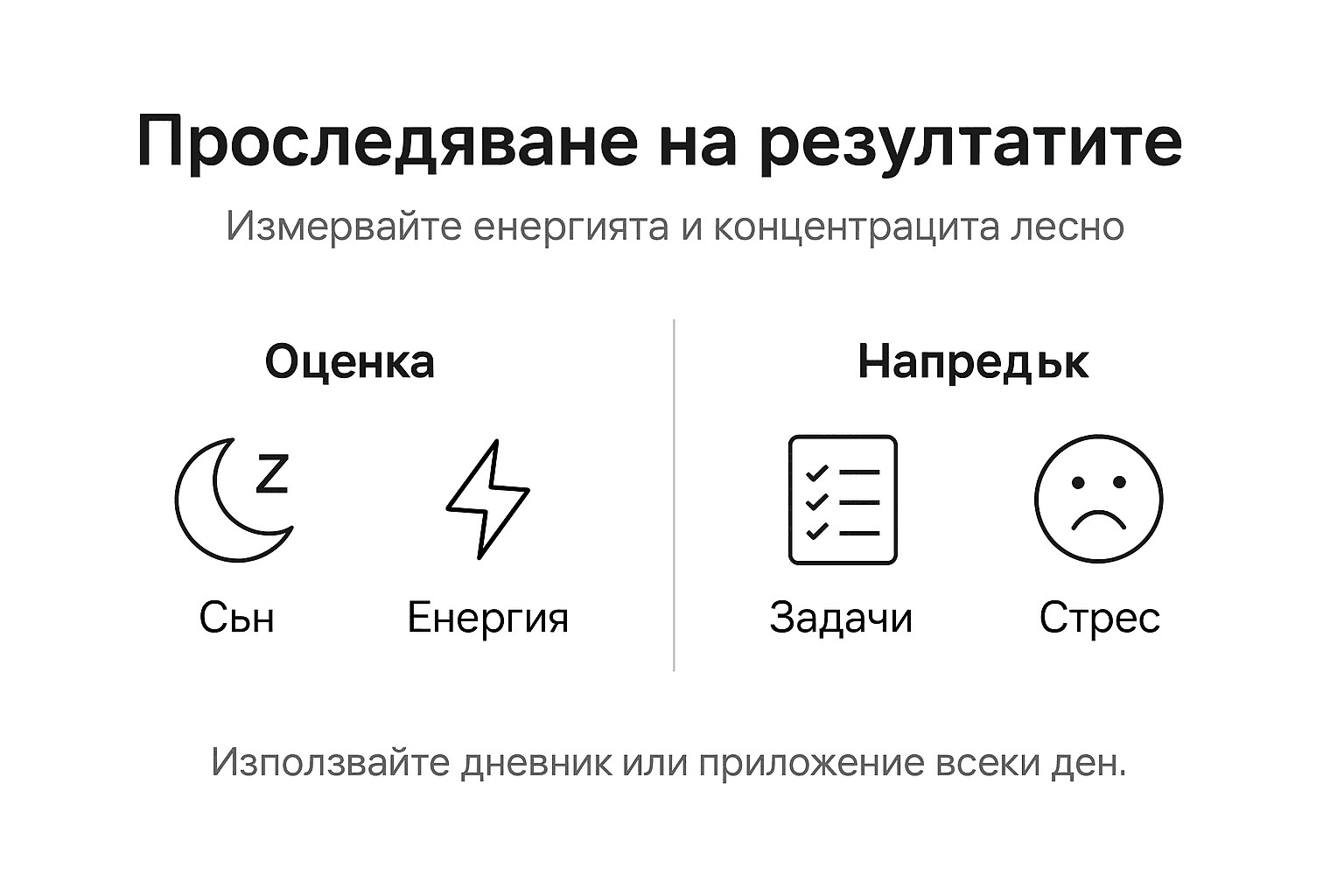 Визуална карта с показатели за следене на нивото на концентрация