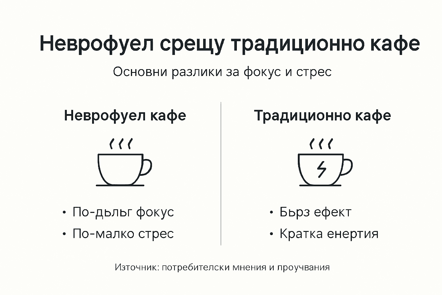 Инфографика: Сравнение между неврофуел и класическо кафе