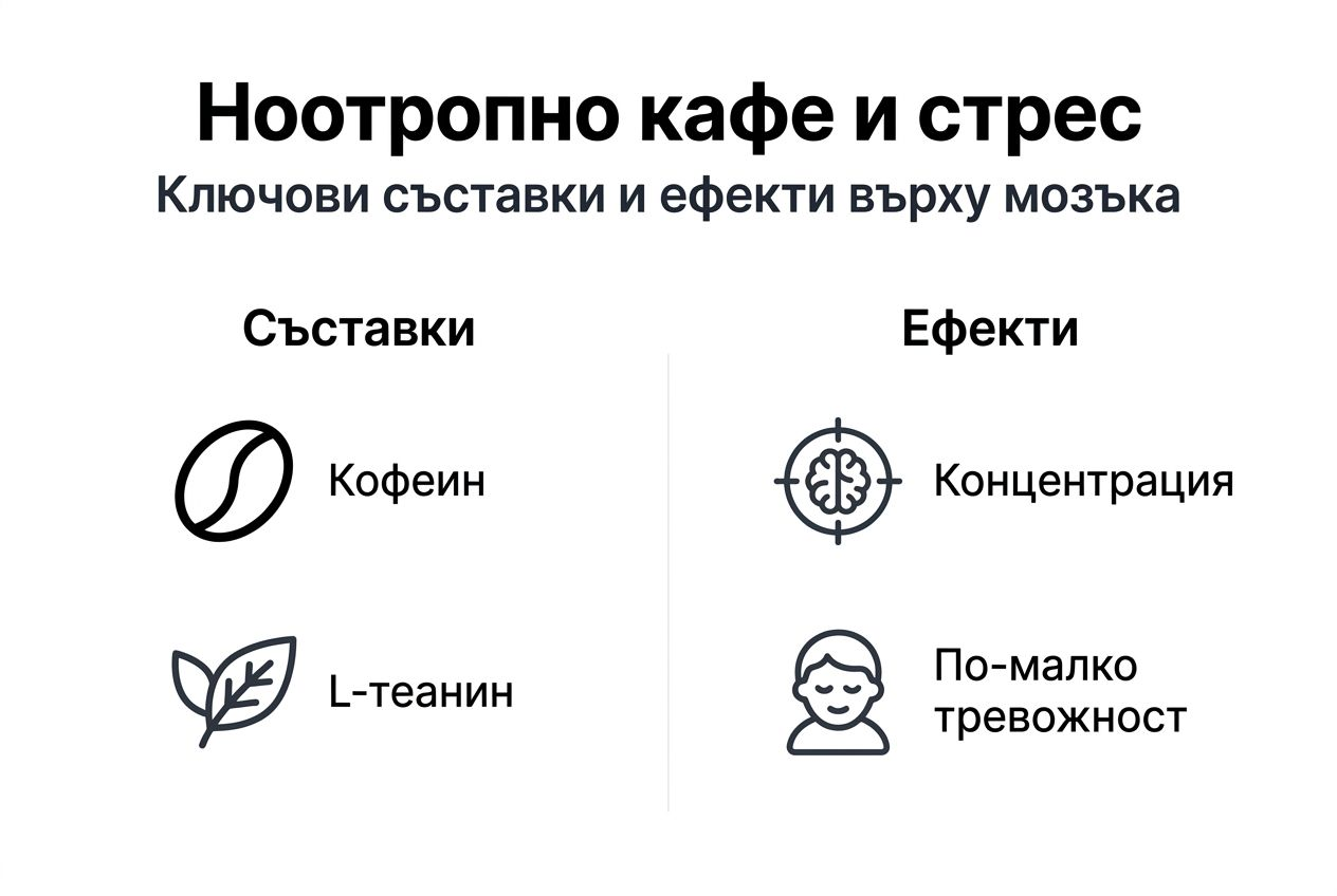 Инфографика, която представя съставките на кафето и как влияе на организма ни