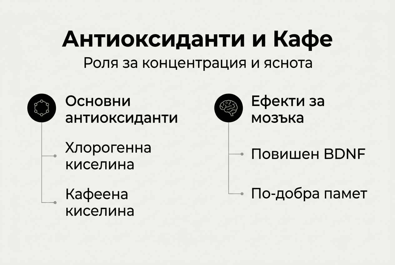Инфографика: Как кафето ни зарежда с антиоксиданти и подпомага работата на мозъка