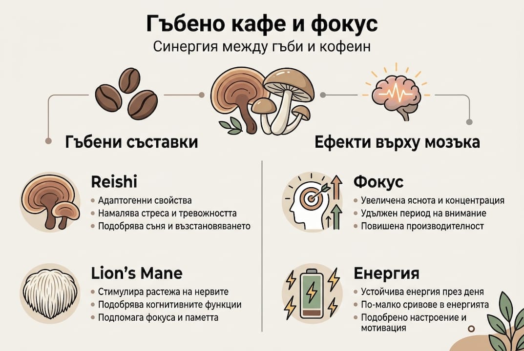 Инфографика: какво съдържа гъбеното кафе и как влияе на организма