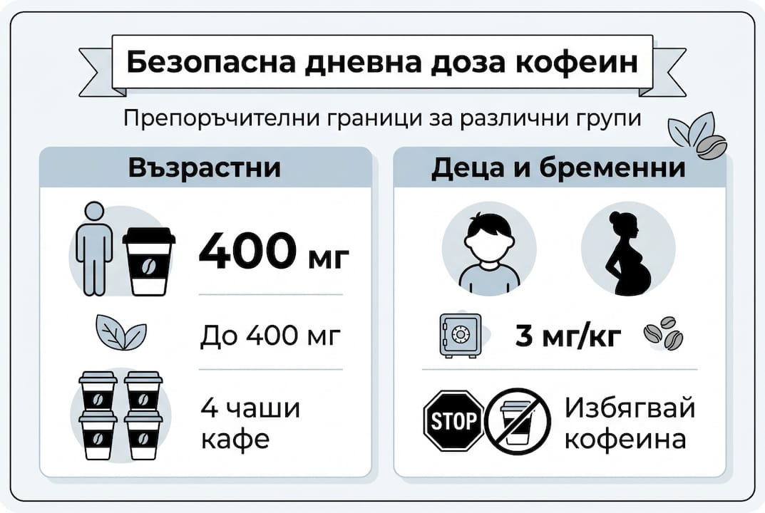 Инфографика: Колко кофеин е безопасно да приемаме според възраст и група