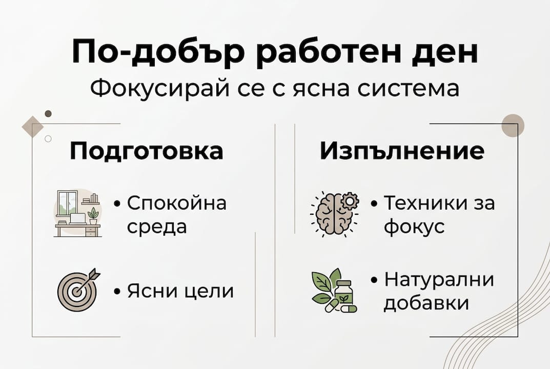 Инфографика: лесни стъпки за успешен и продуктивен работен ден