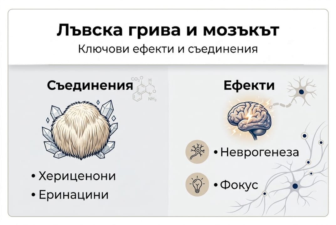 Инфографика: Лъвска грива – как тази гъба влияе на мозъка ни