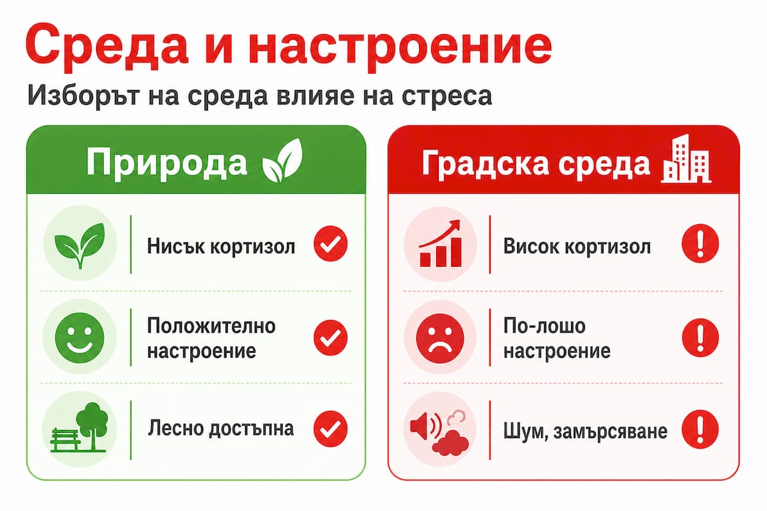 Инфографика: природа срещу град – каква е разликата?