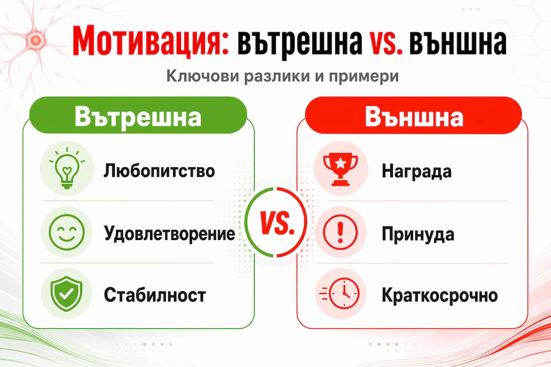 Инфографика: Какво ни движи – вътрешната или външната мотивация?