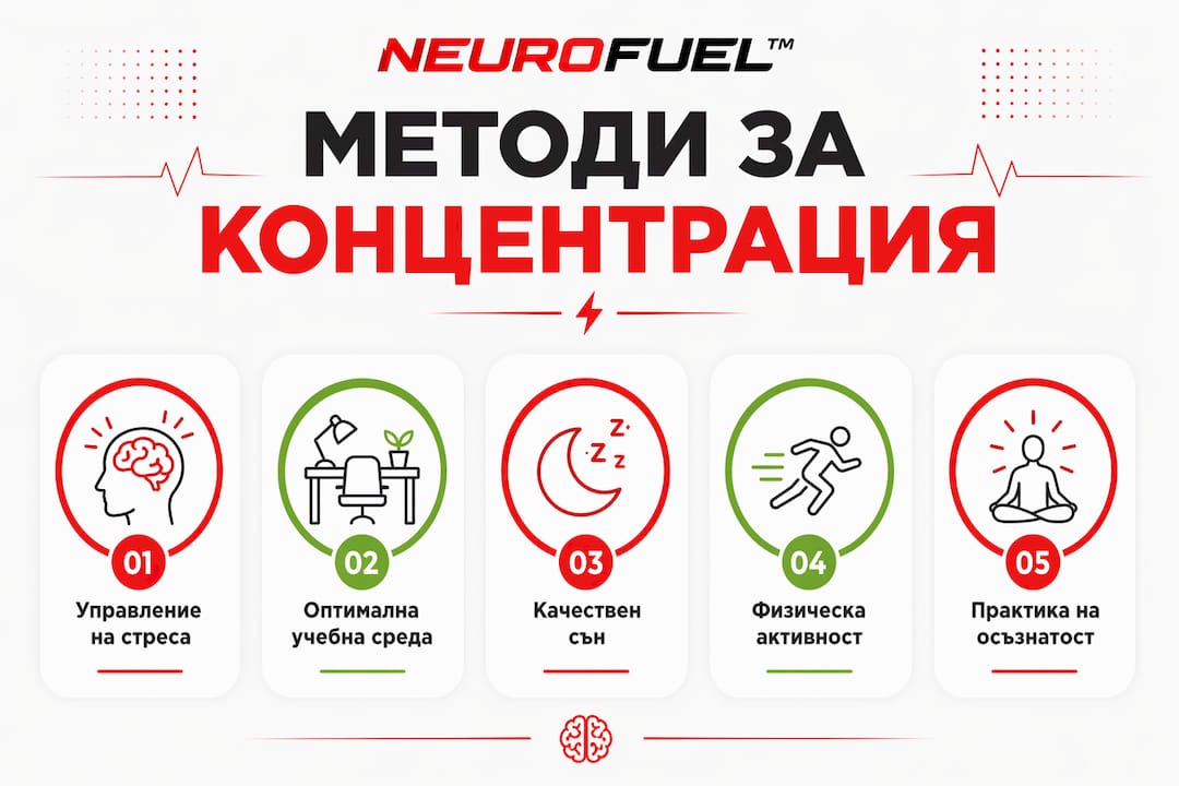 Инфографика с практични съвети за по-добра концентрация