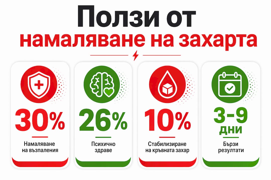 Инфографика: Какви са основните ползи за здравето, ако ограничим захарта?