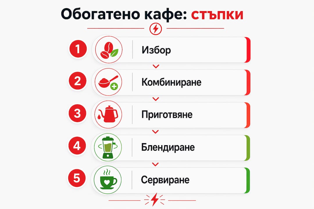 Инфографика: Как лесно да си приготвим кафе с добавки – стъпка по стъпка