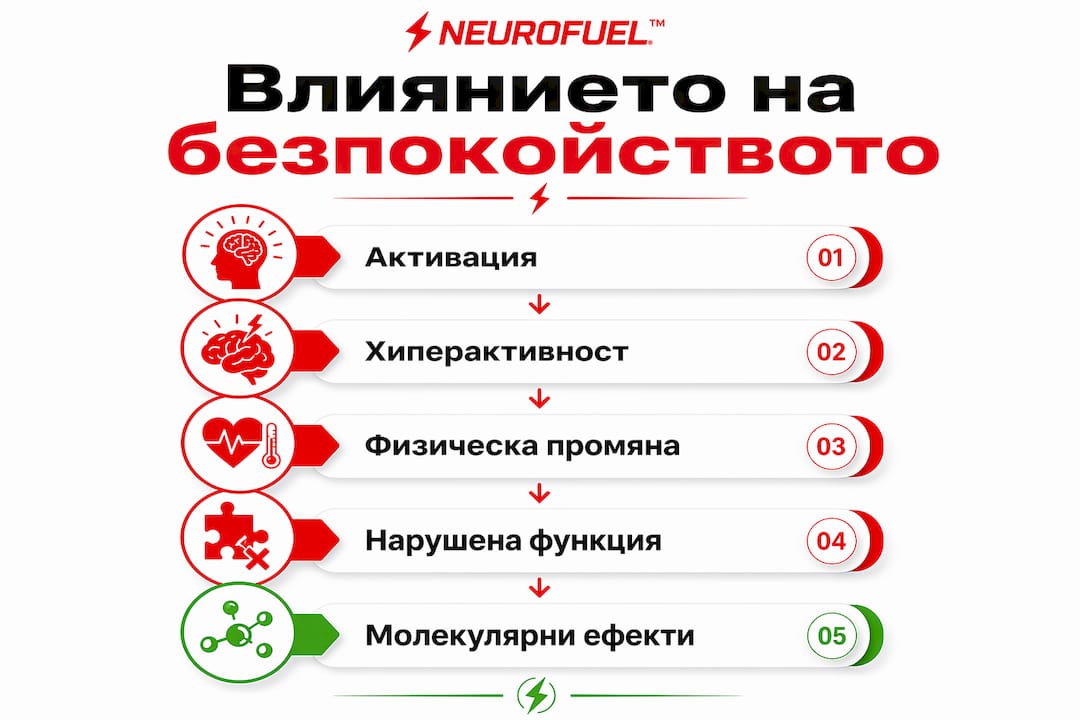 Графика, показваща как тревожността се отразява върху мозъка ни