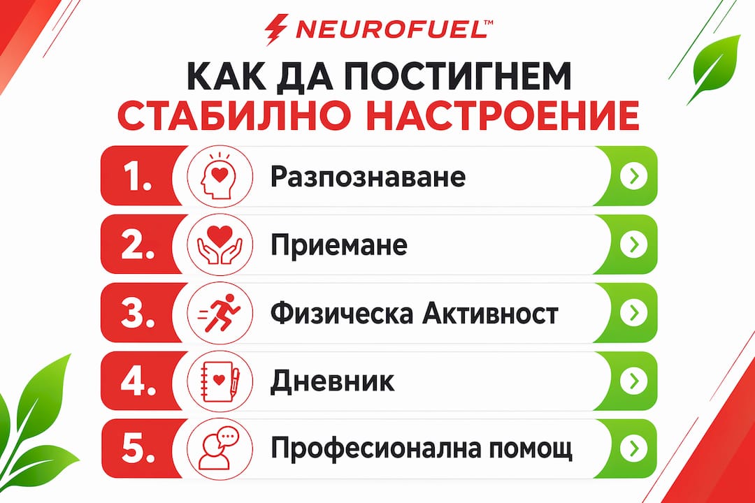 Инфографика: Как да поддържаме балансирано настроение – стъпка по стъпка