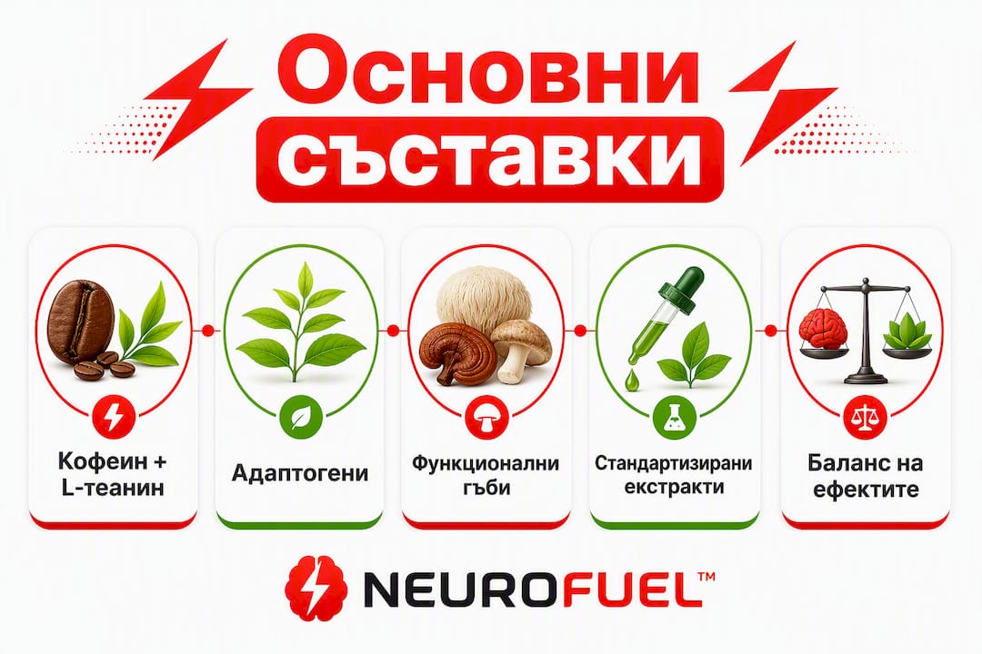 Инфографика с основните съставки за приготвяне на кафе, което зарежда с енергия