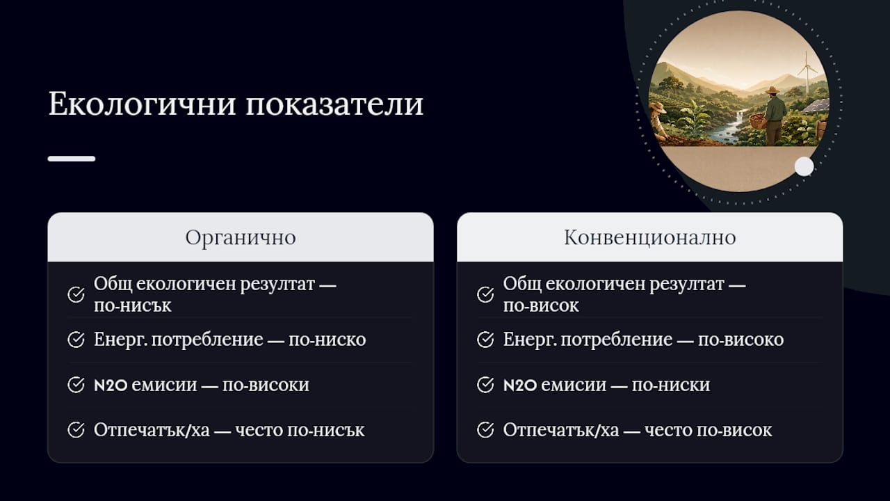 Сравнителна диаграма за въздействието на кафените плантации върху околната среда