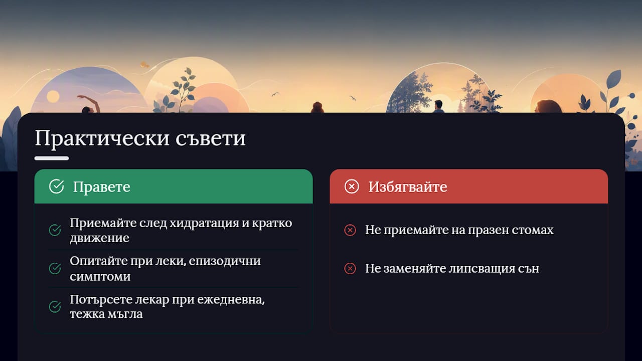 Практичен поглед: научна основа и продукт-подкрепа за сутрешния фокус — overview diagram