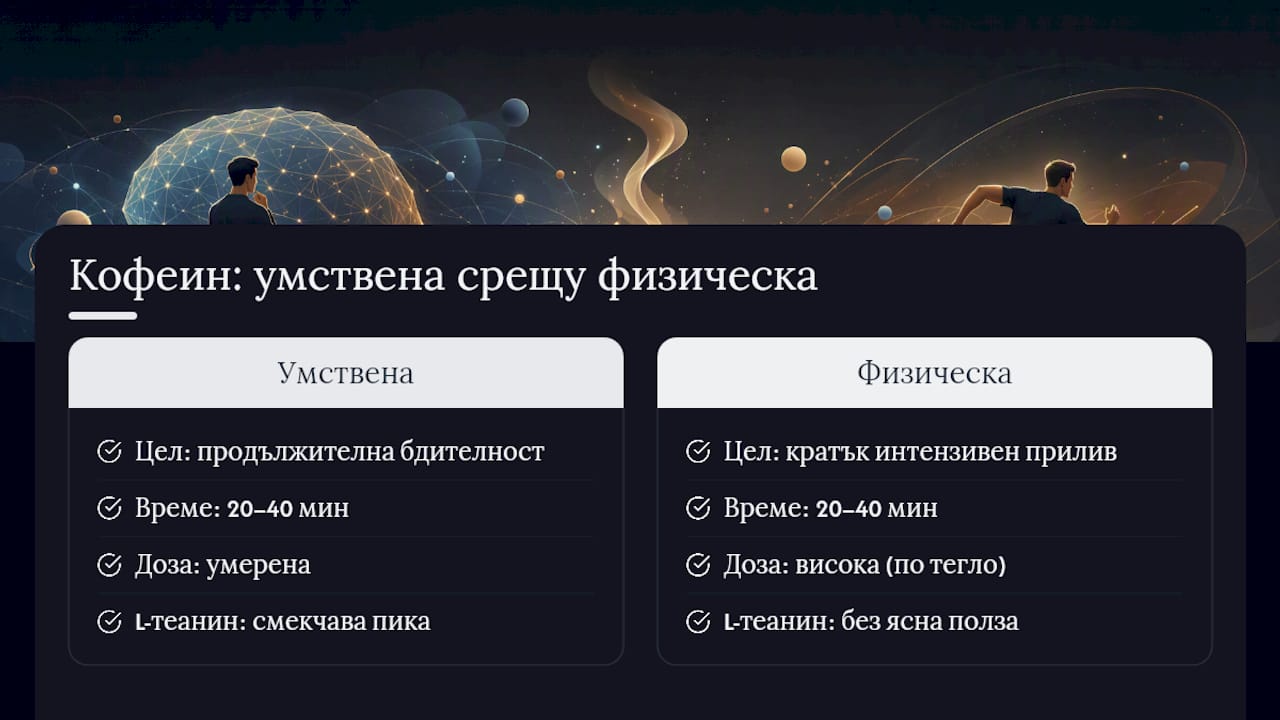 Сравнение на ефекта от кофеина върху умствената и физическата активност