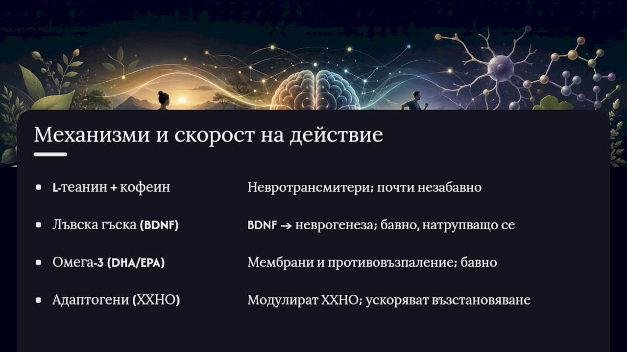 Сравнение на механизмите и времето за действие