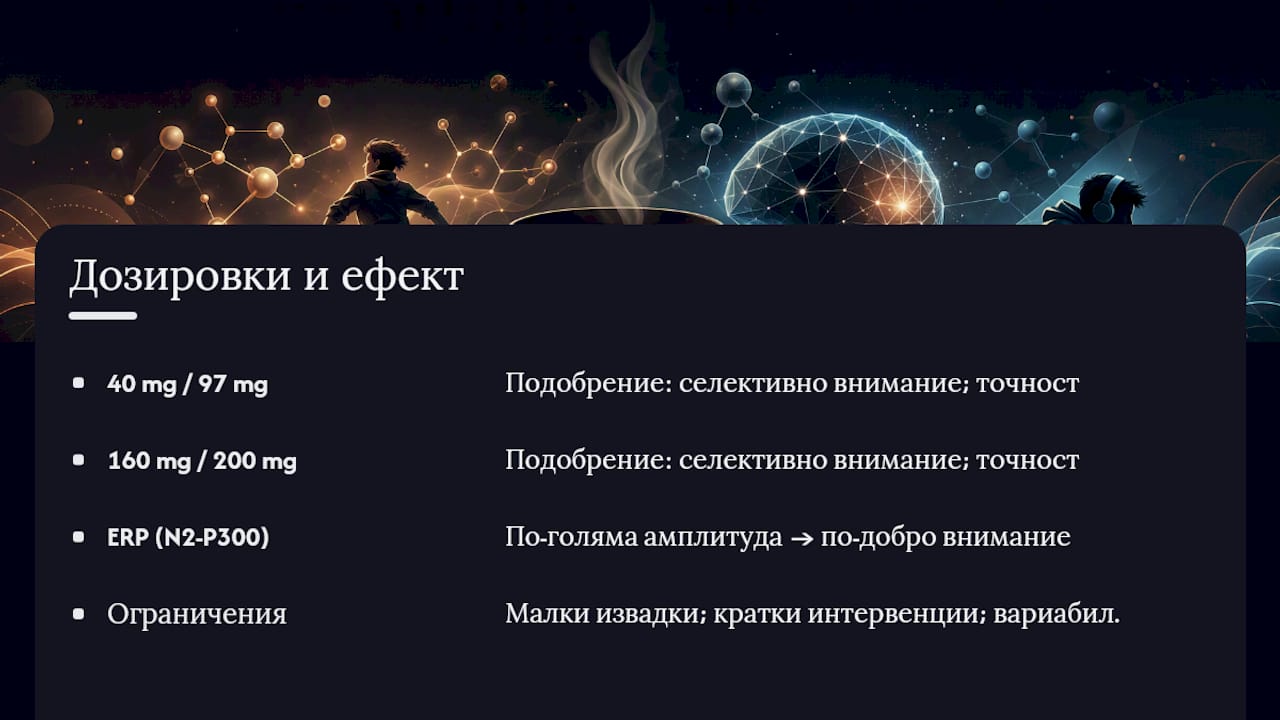 Дозировки на кофеин и L-теанин и техните ефекти