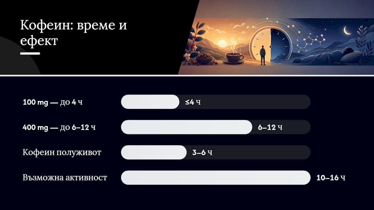Времева линия на влиянието на кофеина върху съня