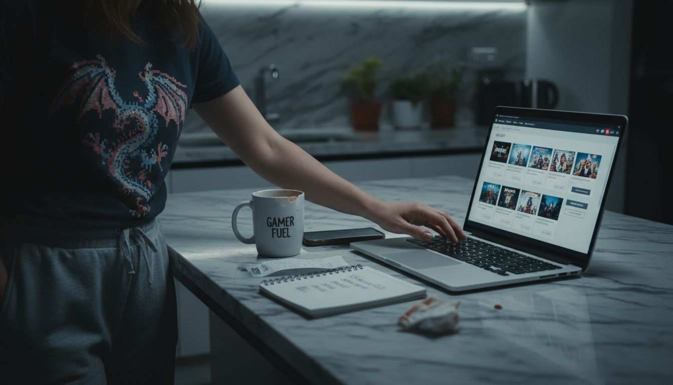 Person adding gaming items to cart
