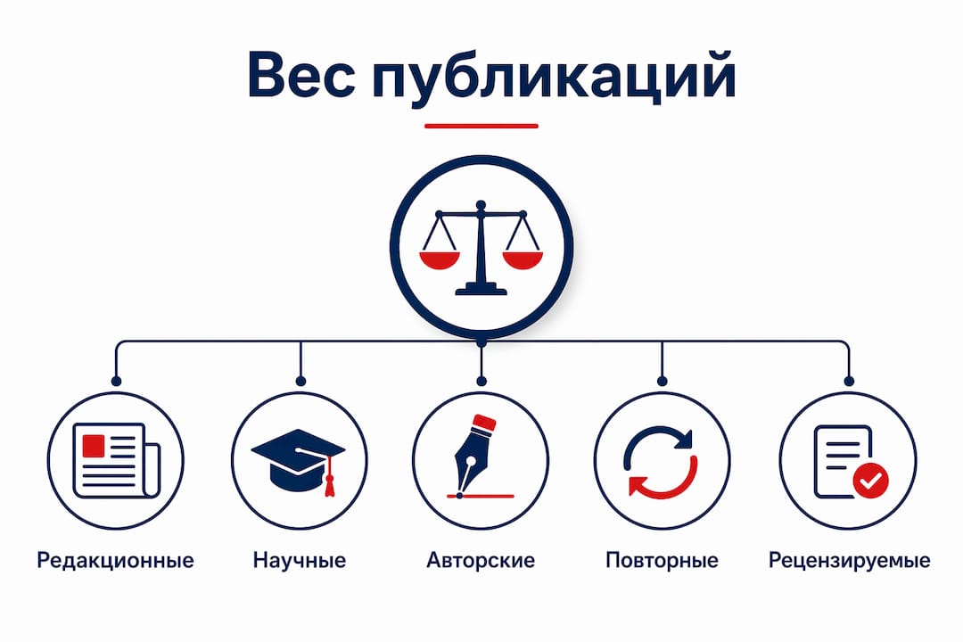Инфографика, наглядно показывающая структуру и уровни различных видов публикаций