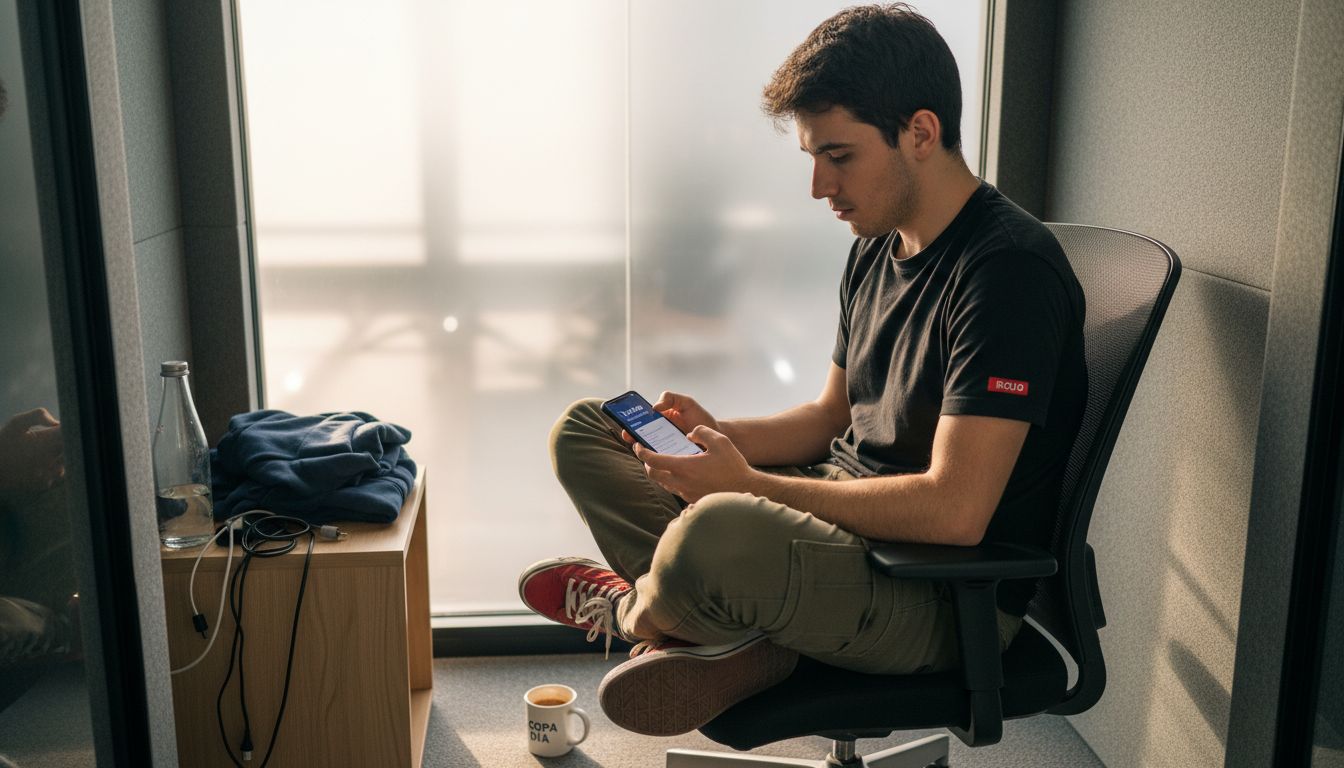 Un desarrollador pone a prueba una aplicación nativa en la oficina.