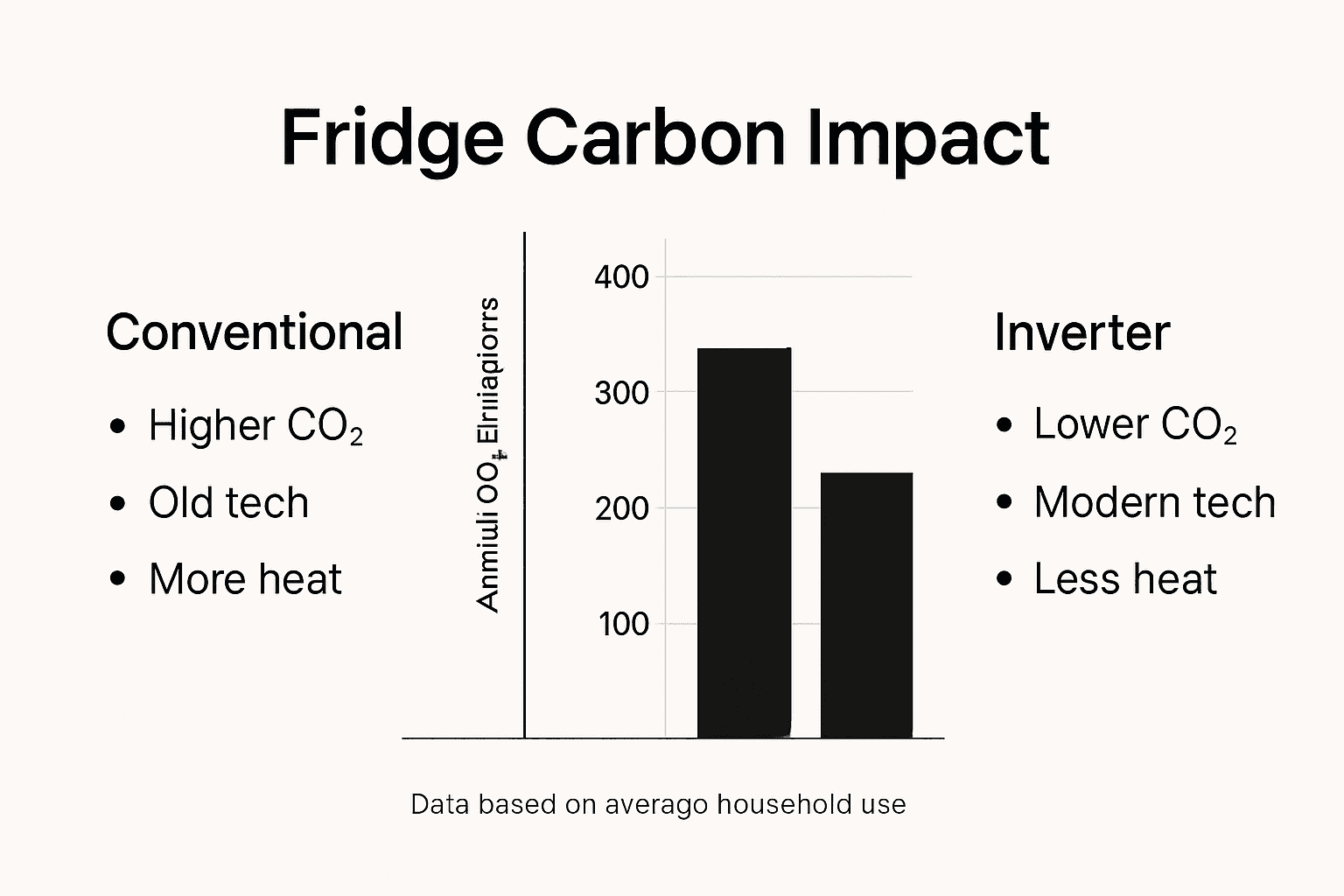 Infographic showing fridge CO2 emissions comparison